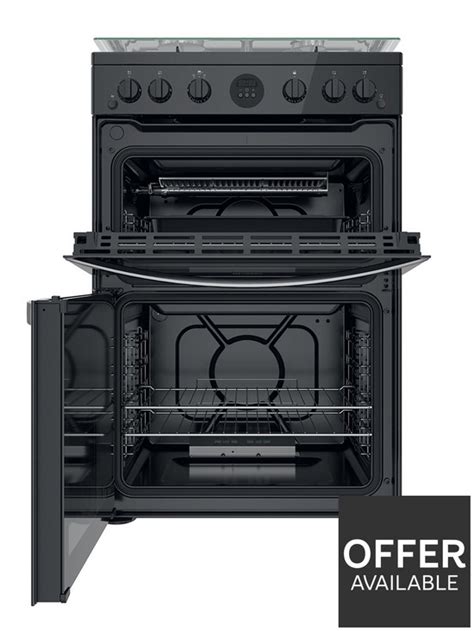 indesit id67g0mcb freestanding double oven gas cooker